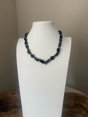 Vintage Black/Dark Charcoal Smooth Stone Necklace